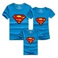 PSEEWE 2016 Family Matching Clothes Parent Kid Look Superman T Shirts Summer Father Mother Kids Cartoon