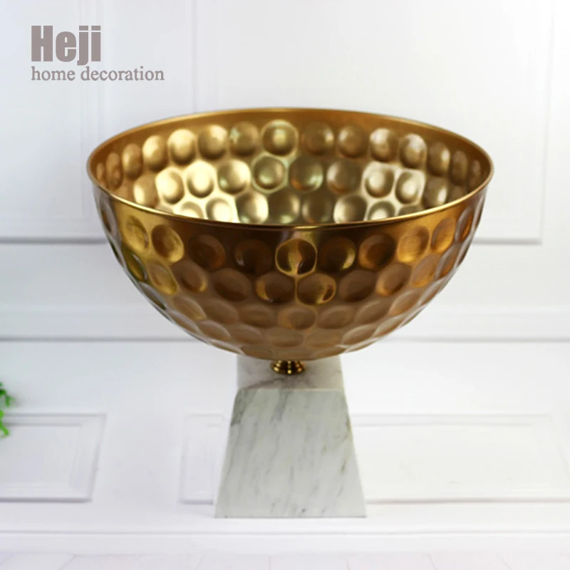 Roman Style Hand Crafted Glod Coffee Cup Shape Marble iron Concrete Flower Pot