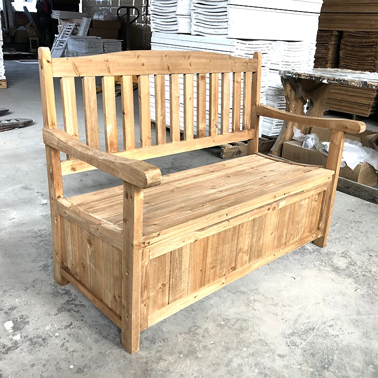 Outdoor Garden Bench With Backrest Patio Storage Wooden Storage Bench Deck Box Loveseat Furniture All Weather Cabinet Seat