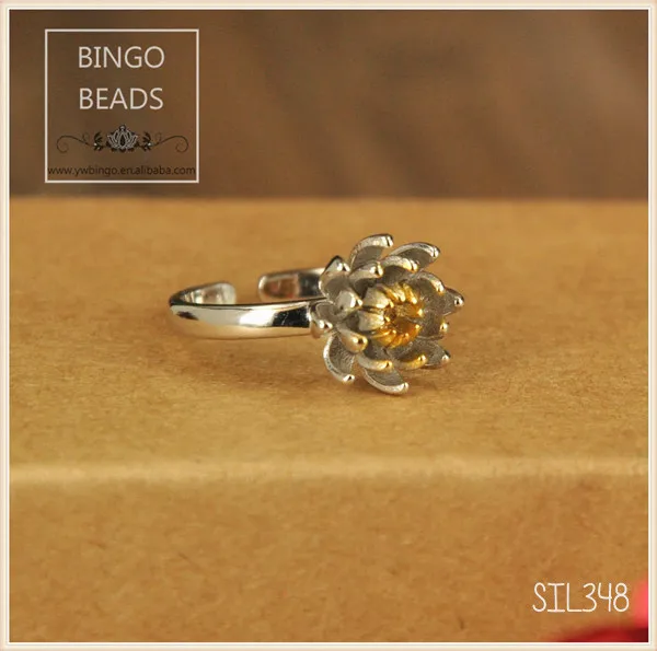 925 Sterling Silver Lotus Ring Double Tone