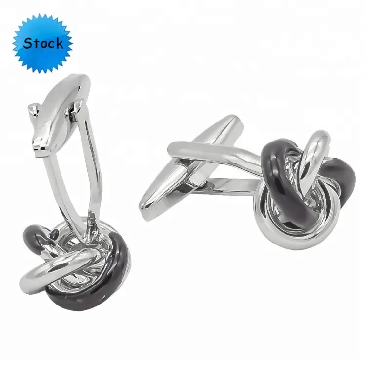 Silver gold knot cufflinks for men white to black knot gift cufflinks cuff button for sale