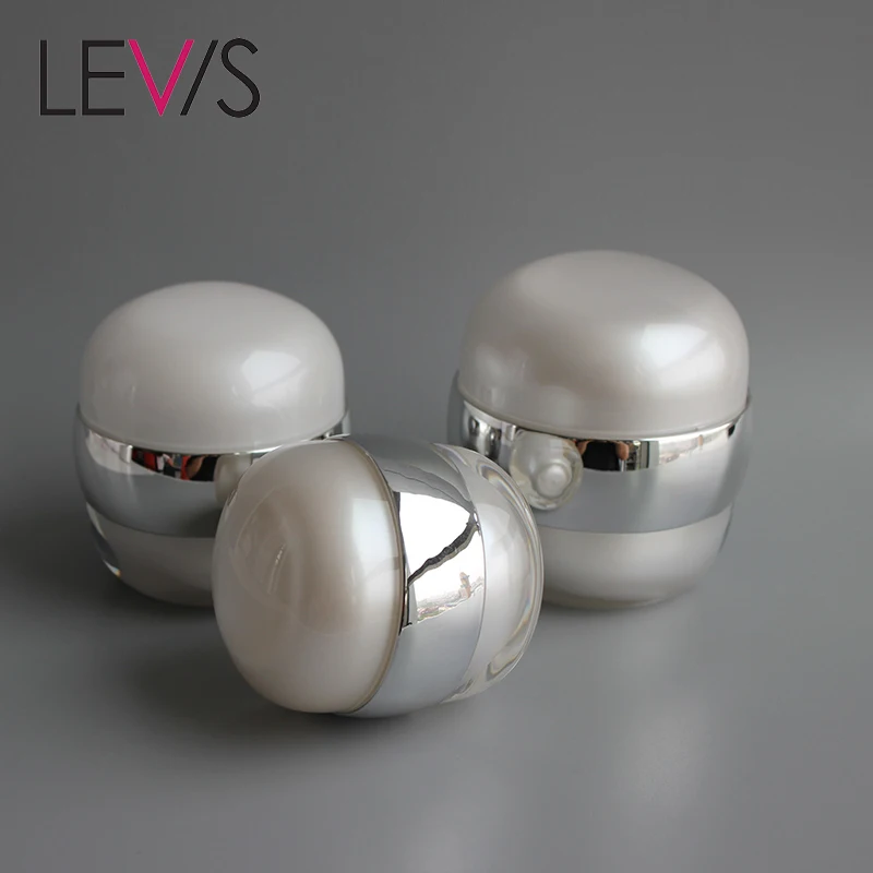 
Most Popular Pearl White Acrylic Ball Vacuum Cosmetic Face Cream Jars 50g 