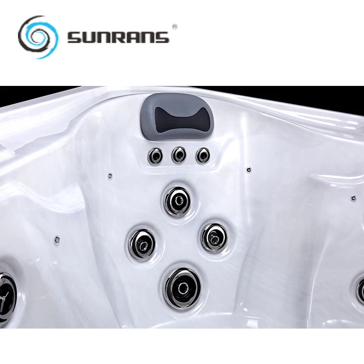 Sunrans 6 Person Whirlpool Massage Spa Bathtub Outdoor Acrylic Luxury Hot Tub For Backyard With Touchscreen Panel