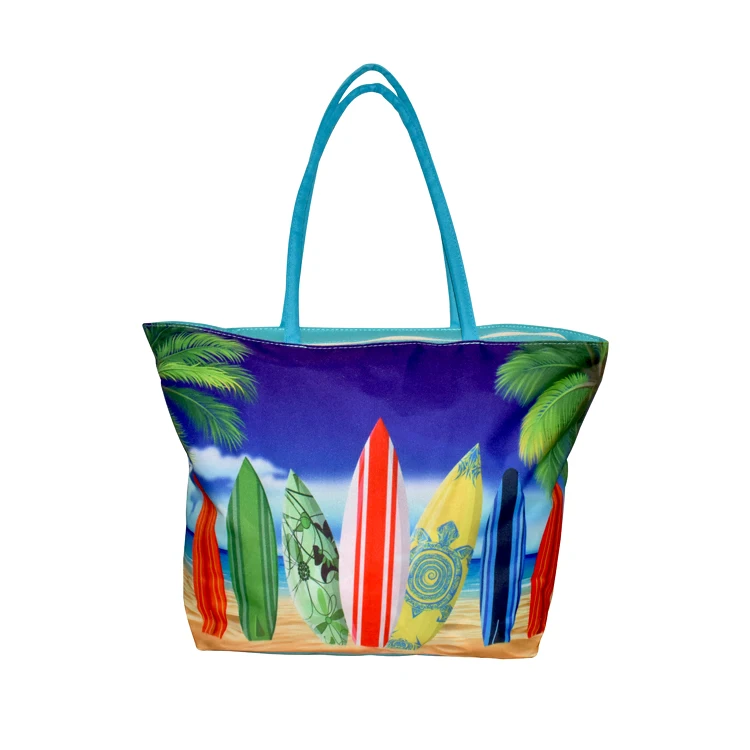 New design canvas tote bag large capacity cotton beach bag color printed handbag 2018