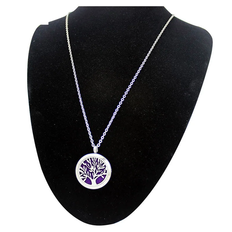 
Wholesale 30mm Stainless Steel Aromatherapy Essential Oil Diffuser Necklace tree of life oil diffuser necklace 