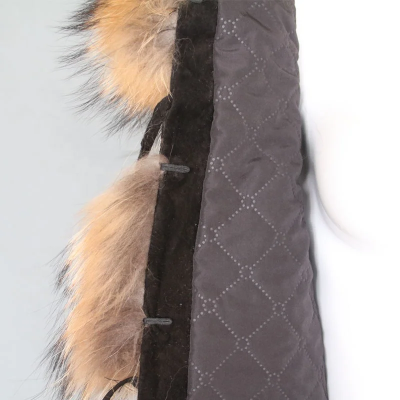 Natural color raccoon fur vest lady fashion real fur gilet short style 3 rows fur waistcoat