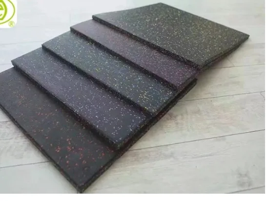 
25mm black with yellow flecks gym rubber flooring mat tiles 