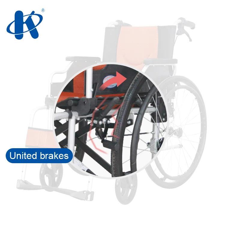 Kaiyang KY868LFJ-A lightweight Foldable detachable footrest manual Wheel chair flip up PU armrest Aluminum manual Wheelchairs