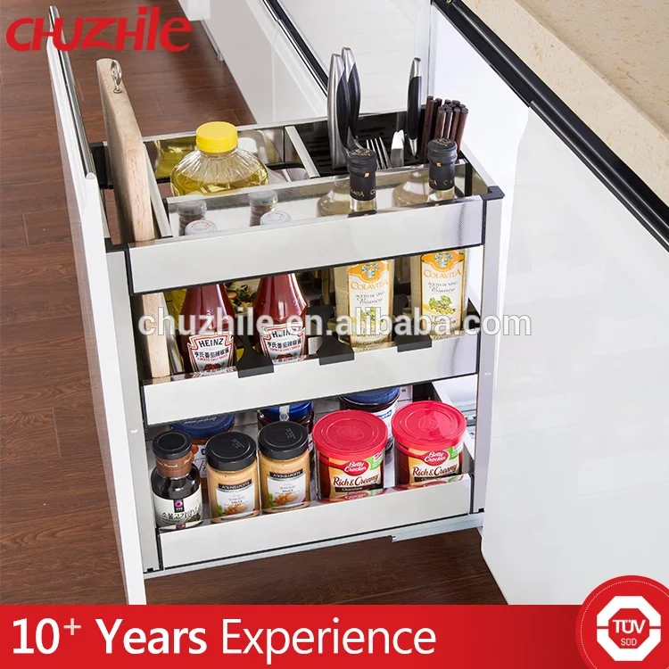 2 Tiers Wire Kitchen Cabinet Sliding Basket