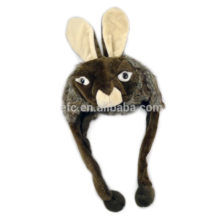 Faux Fur Plush Earflap Holiday Hat Ear Moving Unicorn Rabbit Panda Animal Hoodoe Trapper Children Winter Unisex Girl Kids