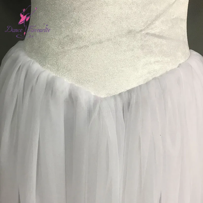Girls Swan White Long Ballet Dance Dress Romantic Tutu for Performance 18582