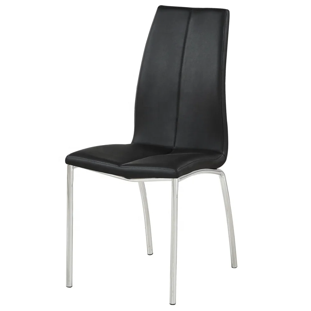 Wholesale  Leather Modern Chrome Black PU Dining Chair Design
