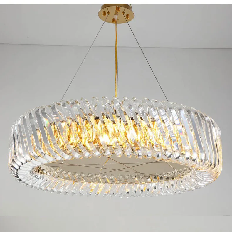 60CM newest gold metal circle crystal pendant chandelier lights