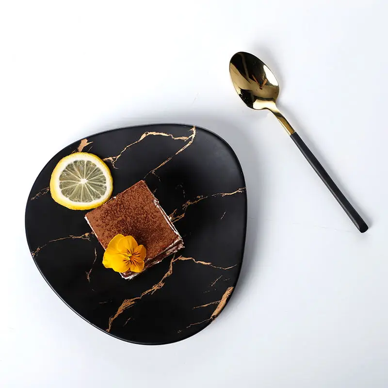 Керамическая десертная тарелка нового дизайна, экологически чистые мраморные винтажные обеденные тарелки, популярные дешевые столовые тарелки для ресторанов>