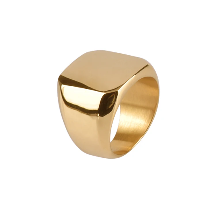 Wholesale Custom High Polished Gold Plated Blank Signet Men Ring