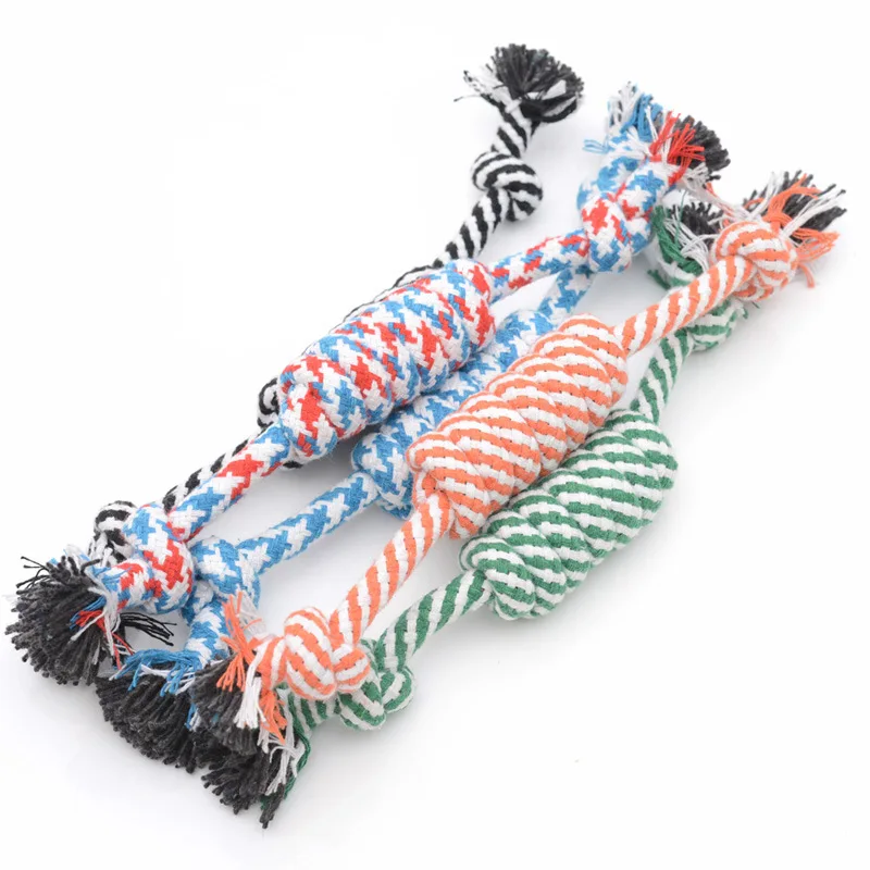
Random Color New Dog Pet Puppy Chew Cotton Rope Ball Braided Knot Toy Durable Braided Bone Rope Funny Tool 