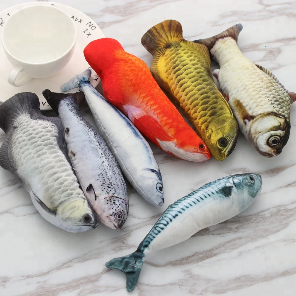Artificial Fish Sleeping Mint Catnip Puppy Teeth Chew Plush Dog Cat Toys