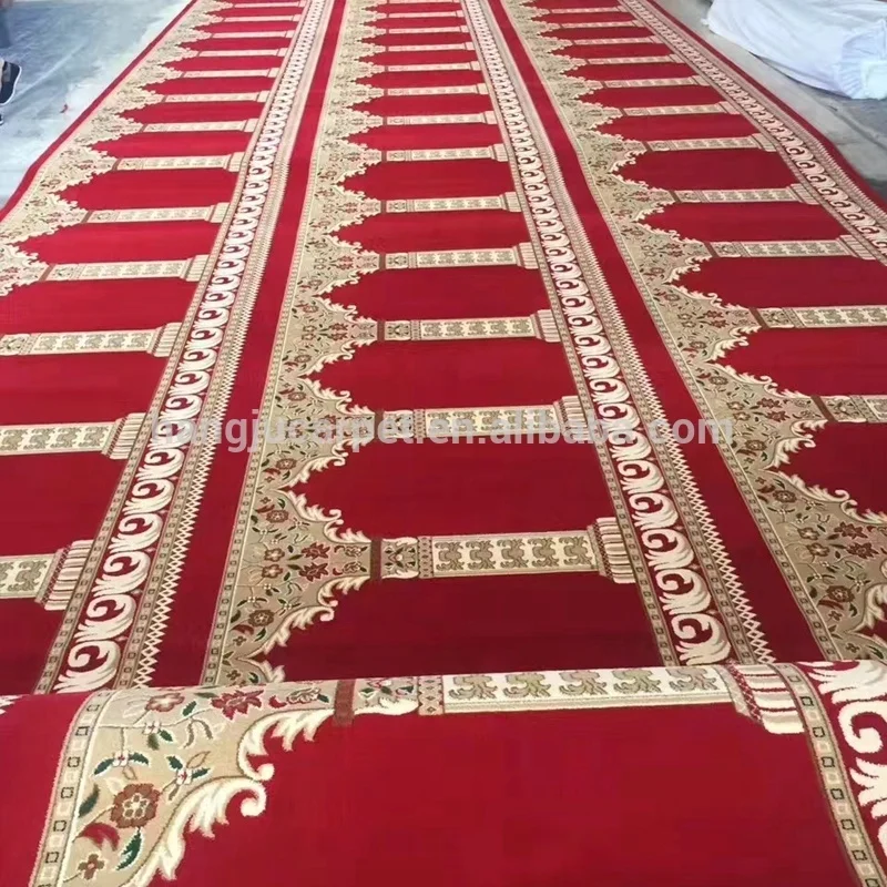 Top Quality 80% Wool 20% Nylon Muslim New Style Red Green Prayer Carpet for Mosque W-M77 Series New Design ShangHai HangJu