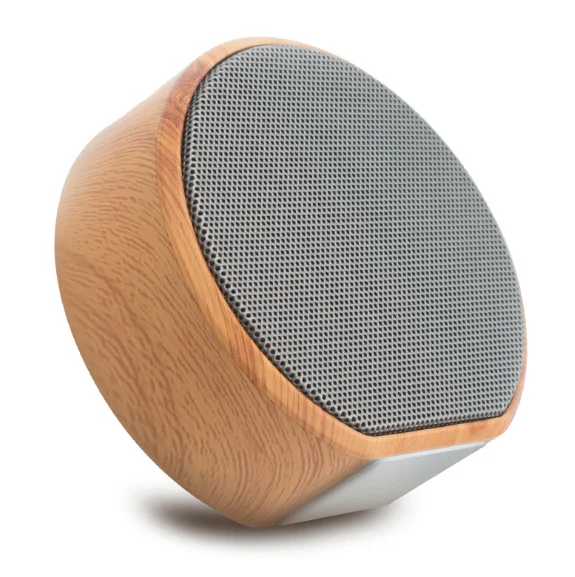 Round wood grain subwoofer stereo mini outdoor portable wireless blue tooth speaker