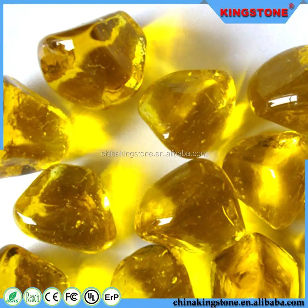 Professional production transparent yellow wall decoration glass pebble,glass pebble like candy,polished pebble cobble