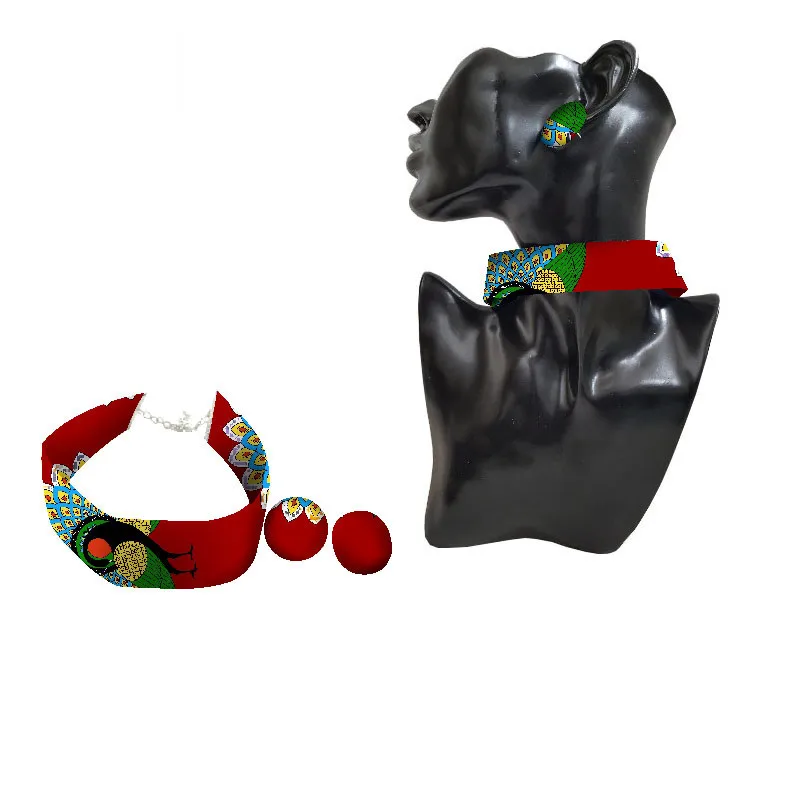 African Ankara Handmade Chokers Necklace Earrings African Print Choker Bold Tribal Ethnic Fabric Choker Necklace Gift WYX08