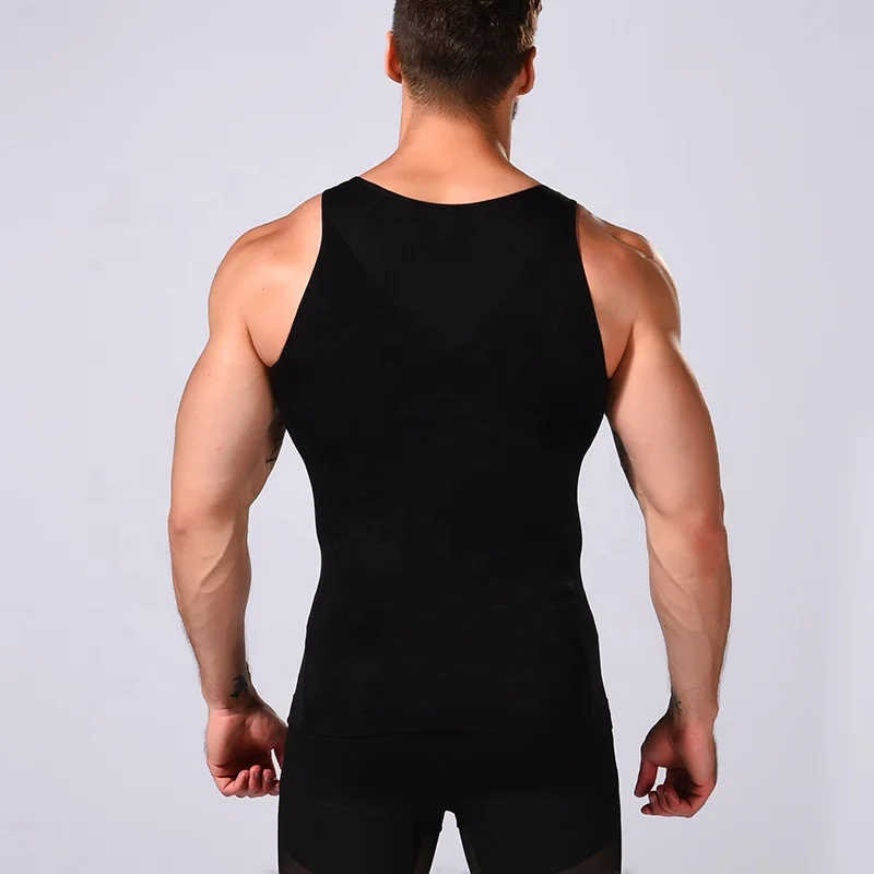 Polyamide elastane slim lift mens slimming undershirt body shaper vest  man shapers