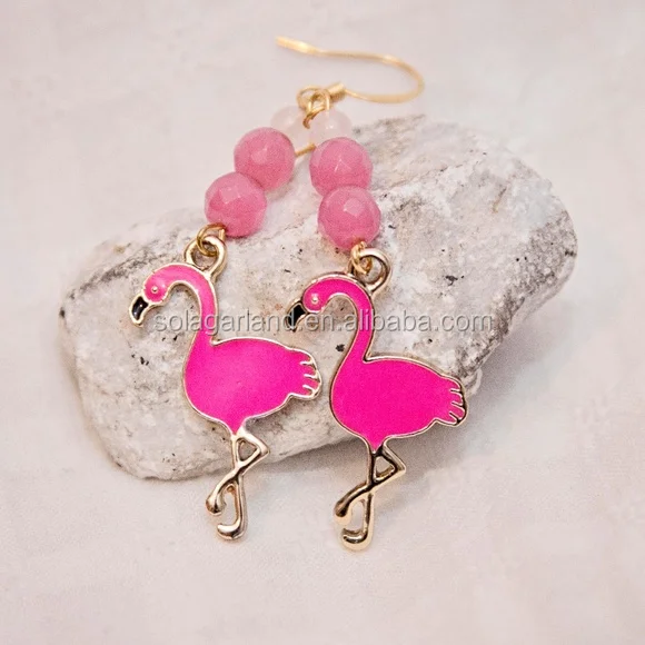 29mm*15mm Animal Flamingo Bird Pendant Charms Gold Color Plated Oil Drop Enamel DIY Jewelry Findings Bracelet Charm