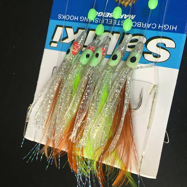 Морская рыболовная приманка осьминог юбки rig sabiki Кальмар джиг крюк