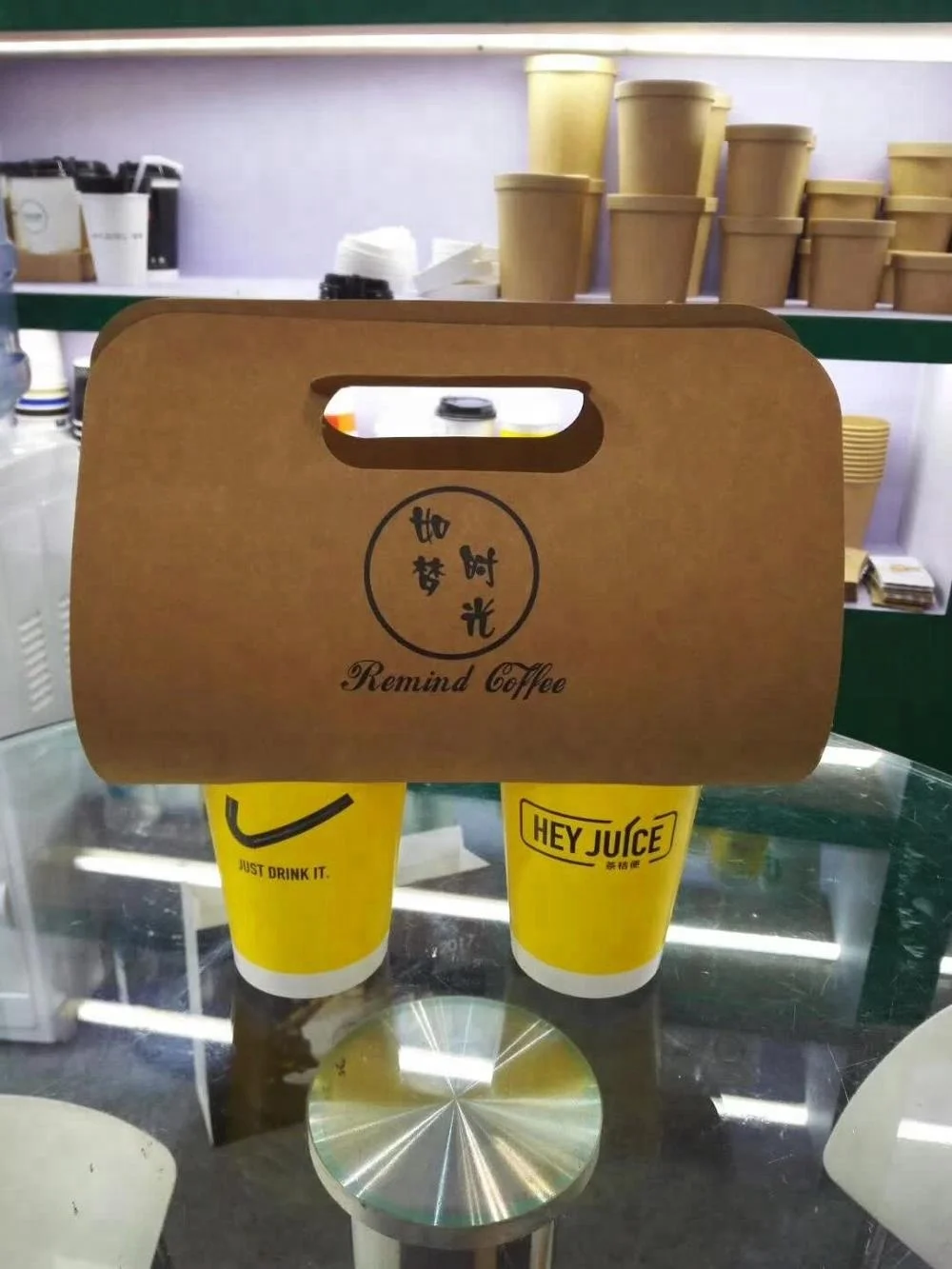 4 Pack Carrier Take Away Paper Cup Holder With Handle