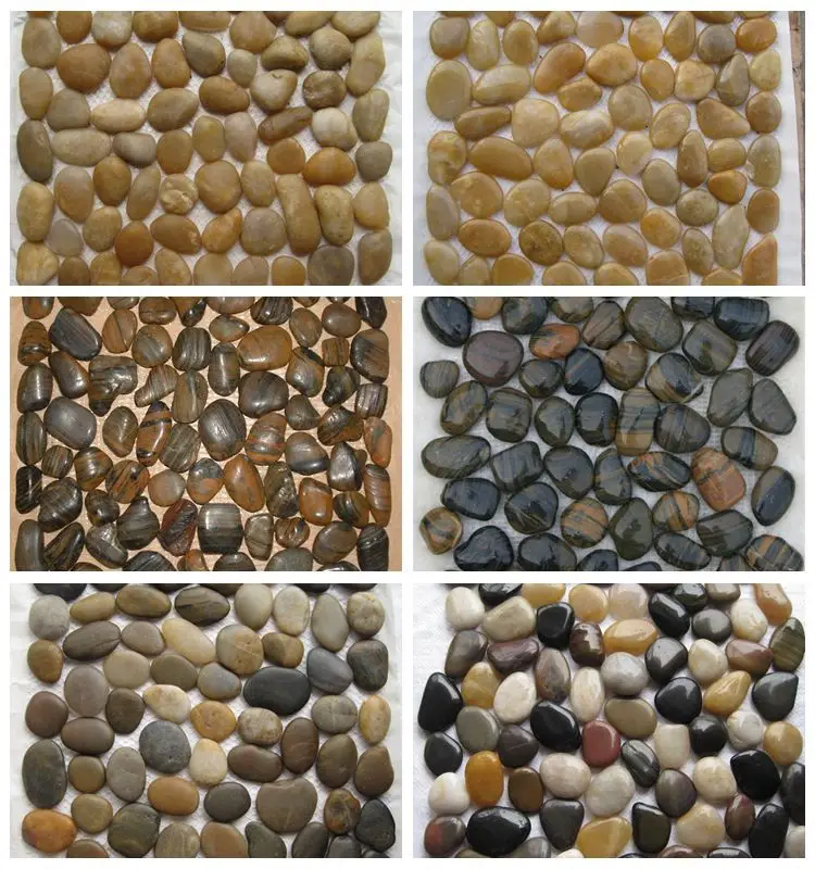 Pebble Stepping Stone Black Color Stone Pebble Flooring Tiles