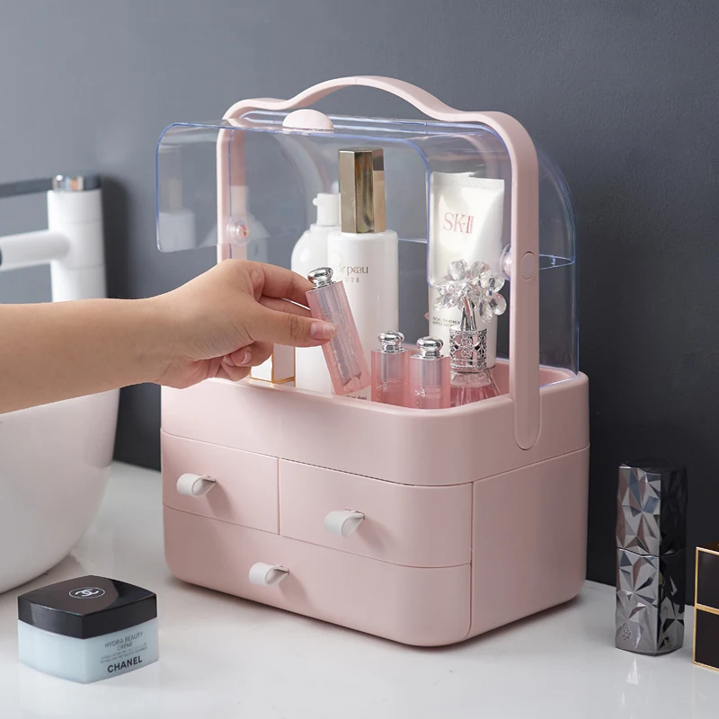 
Portable Makeup Cosmetic Organizer Jewelry Storage Box with Drawer luxury cosmetic plastic box 