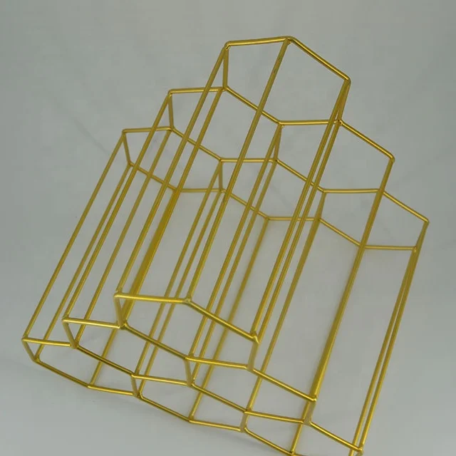 Wholesale home tabletop metal creative hexagon wine rack