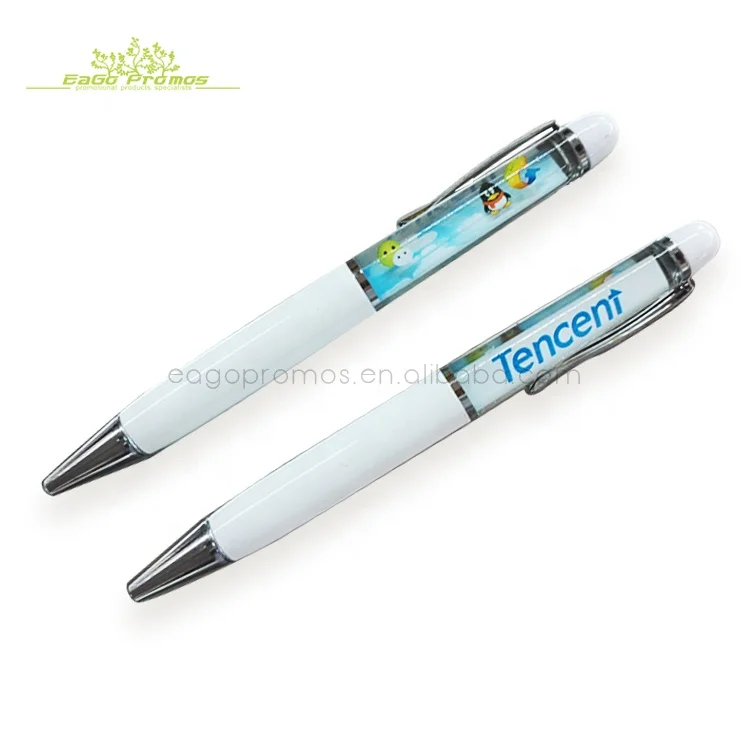 2024 Hot selling promotional customized logo liquid floating pen with 2D or 3D attachments