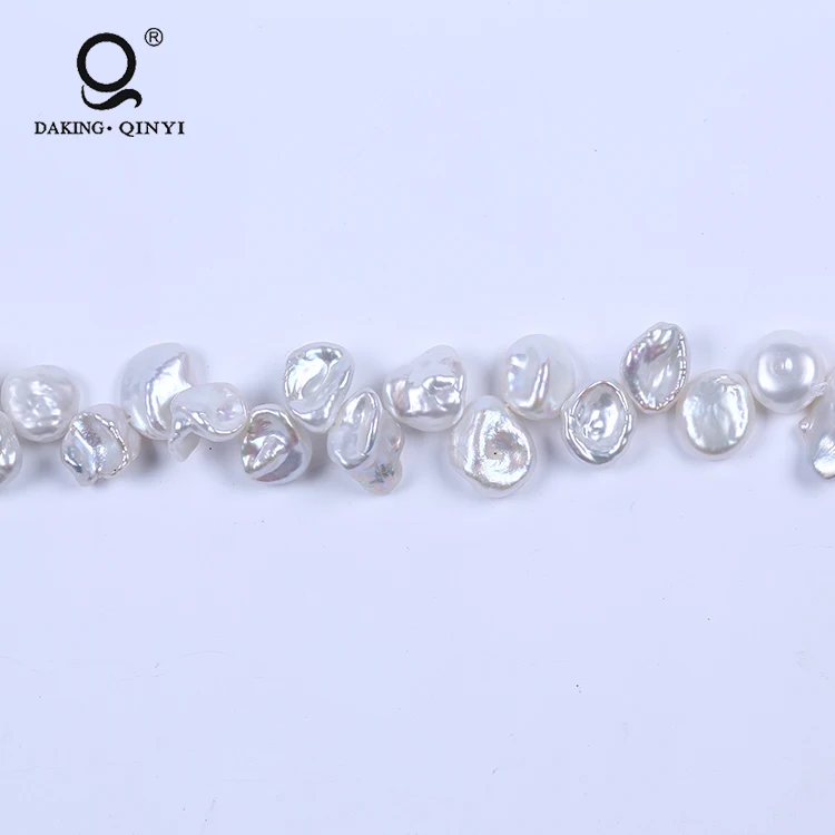 Daking Jewelry 10-11mm Irregular Natural White Fresh Water Loose Keshi Pearls