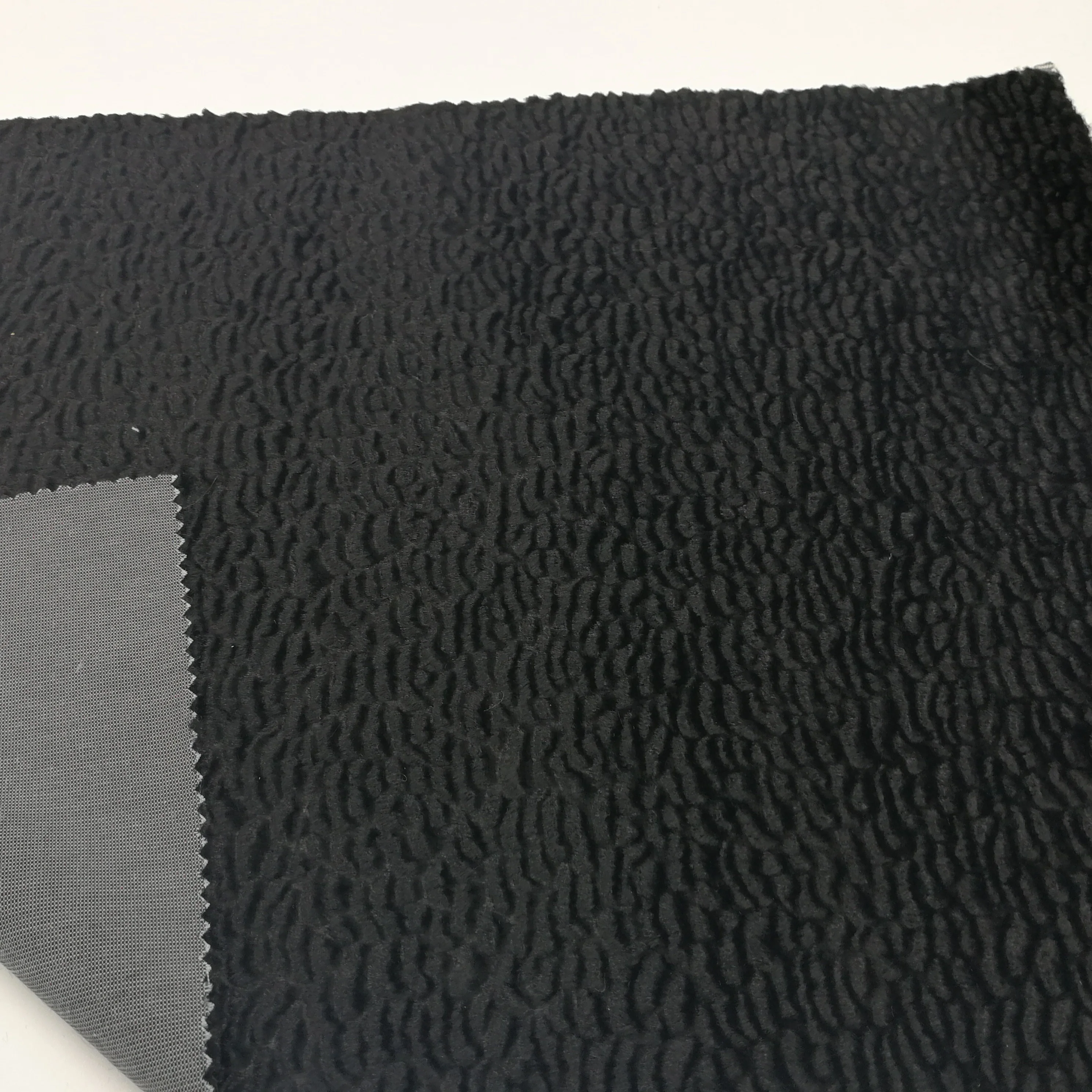 For garment and toy embossed acetate  faux fur fabric plush fabric wholesale