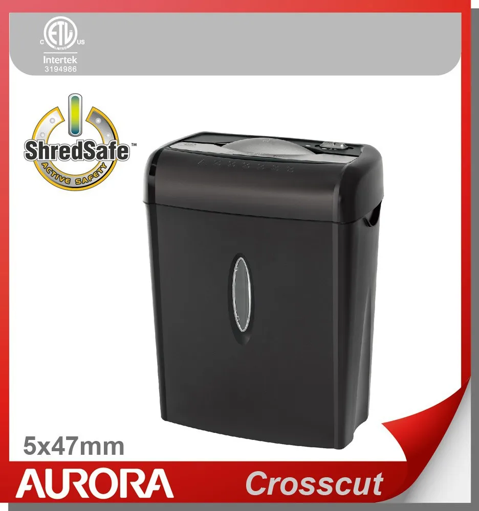 Aurora AS675C Plastic Paper Shredder, 6 sheet (A4) Cross cut 5 x 47 mm,Light Duty Shredding machine t for Home & Office