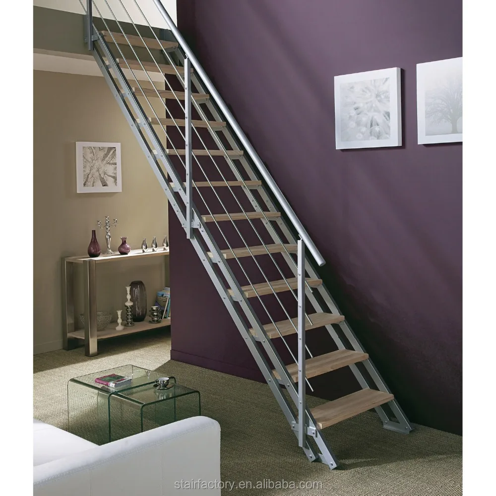 Australian Fashion Indoor Stairs indoor wood treads staircase Used indoor loft steel-wood stair L-502