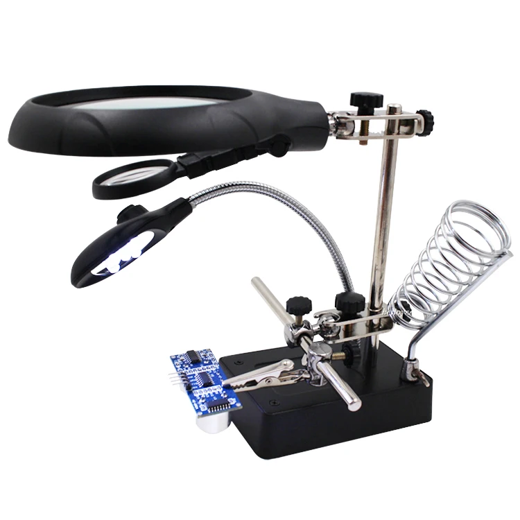 5 LED Light 10X Magnifier Desk Lamp Repair Tool Clamp Desktop Magnifying Glasses with Alligator Clip