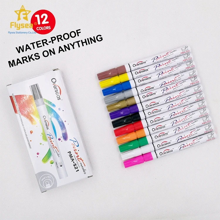Direct Selling Customization 12 Colored Safety Ink Durable Pen Permanent Marker Paint