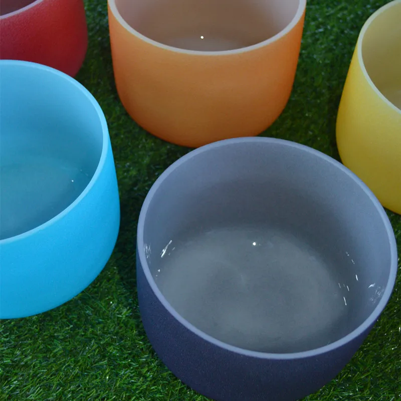 Набор чакр, звукоисцеляющая цветная Поющая чаша из матового кристалла, 7 различных цветов чакр, Кварцевая Поющая чаша