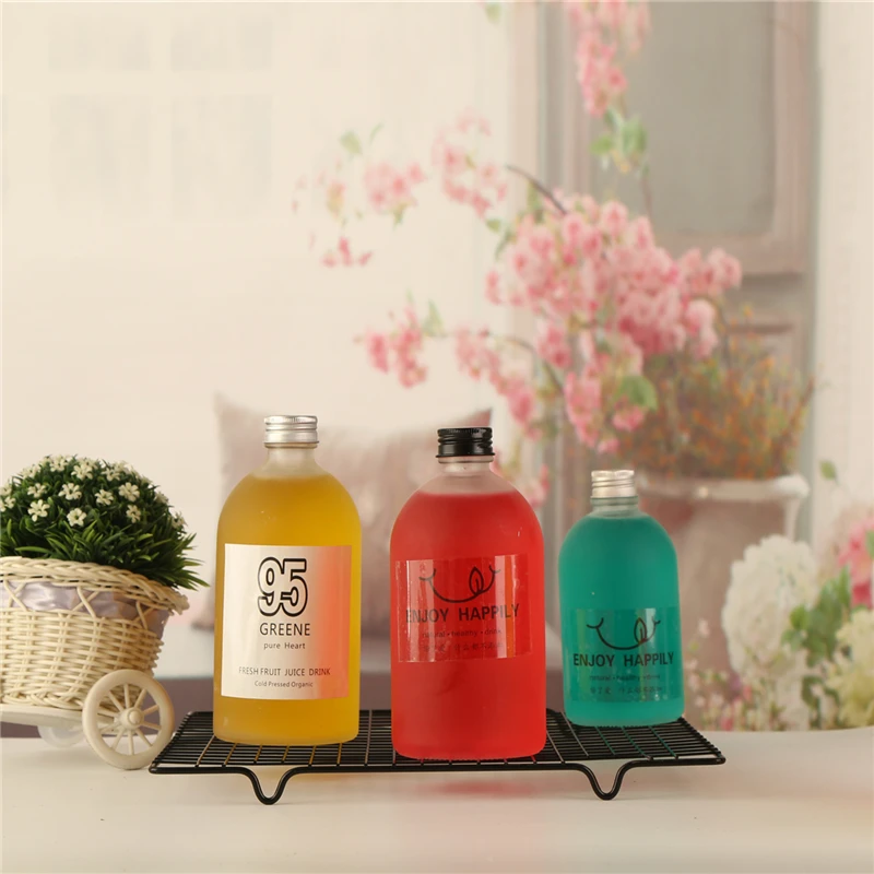 
2019 New Design Clear Kombucha Glass Bottles With Screw Lid Aluminum Cap Travel 