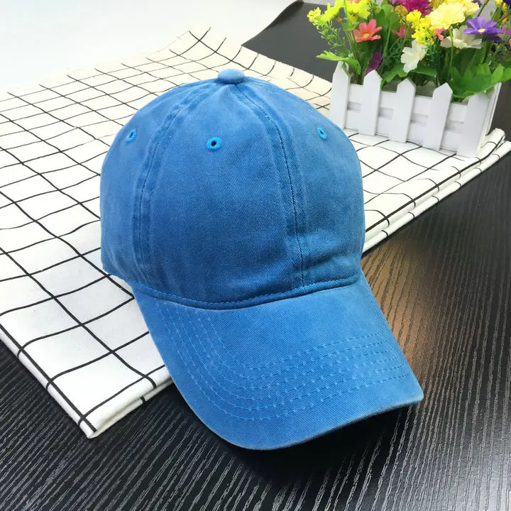 
Fashion style plain washed distressed denim dad hat small order available 