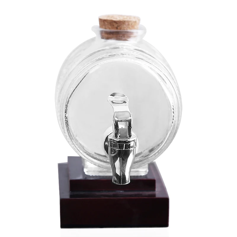 40 Oz Barrel Wine Whiskey Decanter with Wooden Stand Drink Dispenser for  Bar Hotel