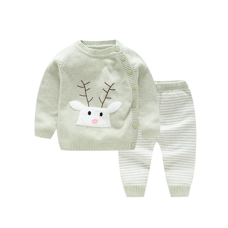 2018 Baby Cotton butto-down Cardigan Sweater Baby Girls Sweater Set 2pcs wholesale