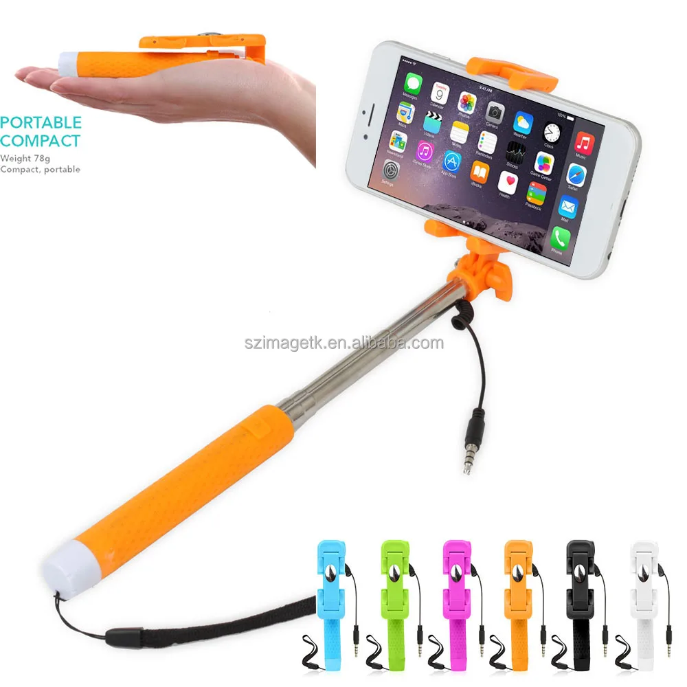2015 красочные складывая selfie палка расширяемой эстафету для iphone, selfie палка для держатель телефона