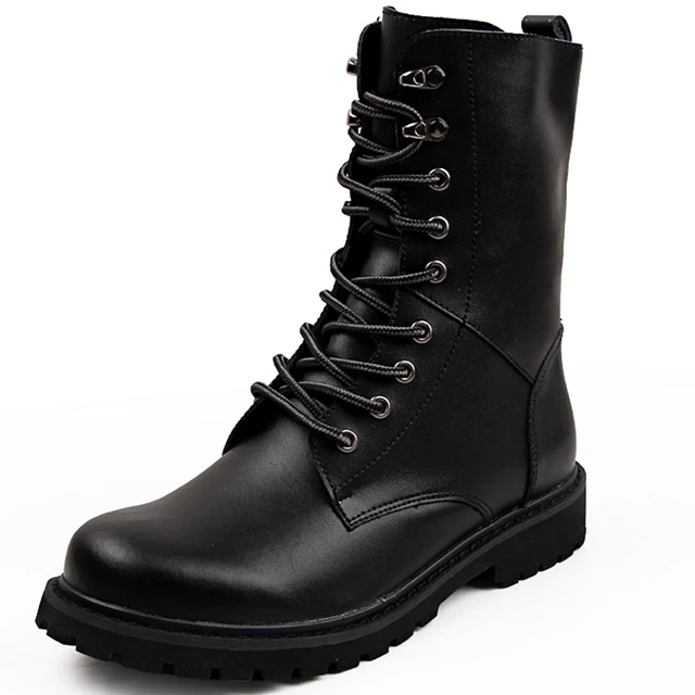 
New Ankle-high Leather Military Tactical Boots Waterproof Army Combat Boots Work Hiking Shoes for Men 