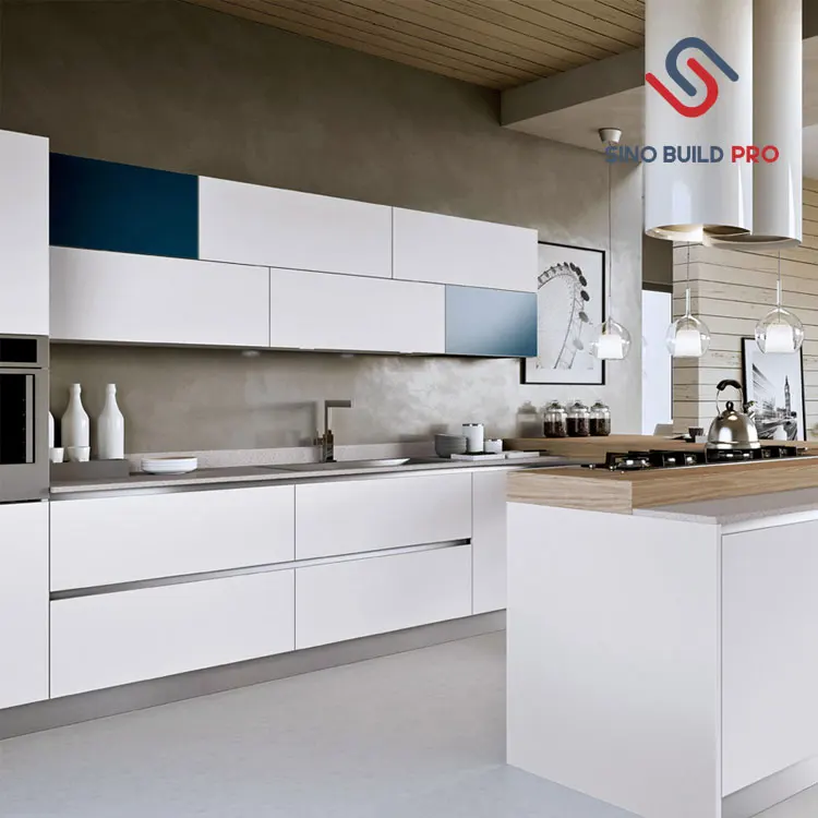 Kitchen cabinet modern design with aluminum kitchen cabinet handle