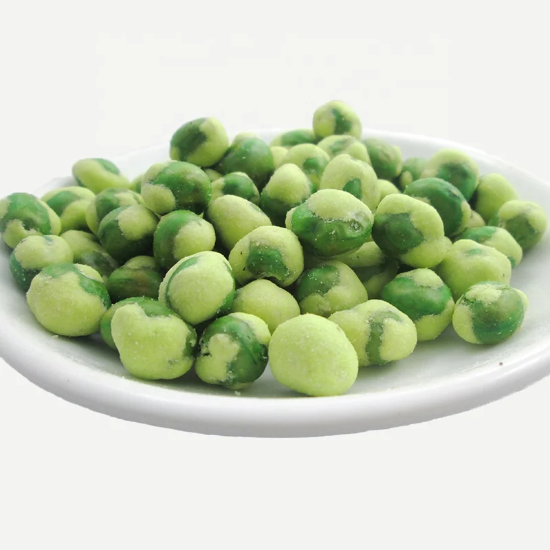Food halal Yellow Wasabi coated Green Peas Snacks Food low calorie high protein