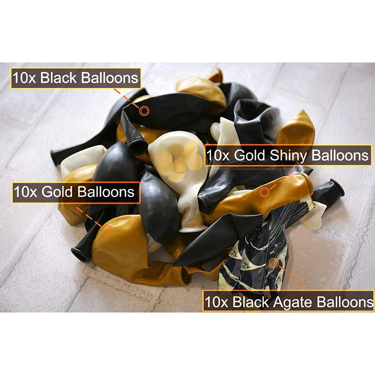Nicro Wholesale Wedding Decor 40 Piece Organic Marble Black Gold Balloon Garland Arch Kit Wedding Supplies