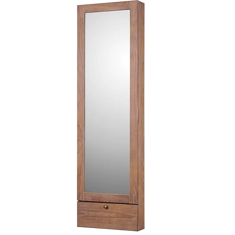 Wall mount wooden mirror with jewelry cabinet for jewelry